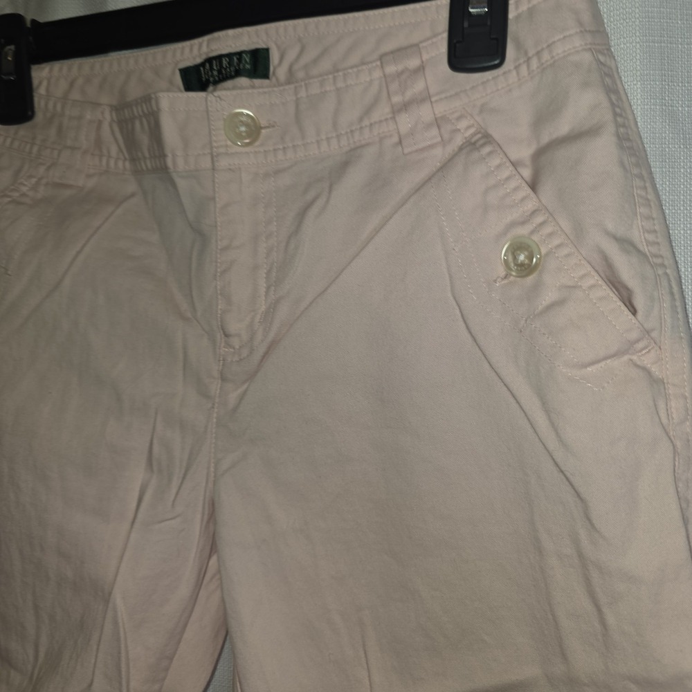 Lauren Ralph Lauren Cargo Crop Pants Women Sz 4P Pink Stretch Cotton Capri - Picture 8 of 8